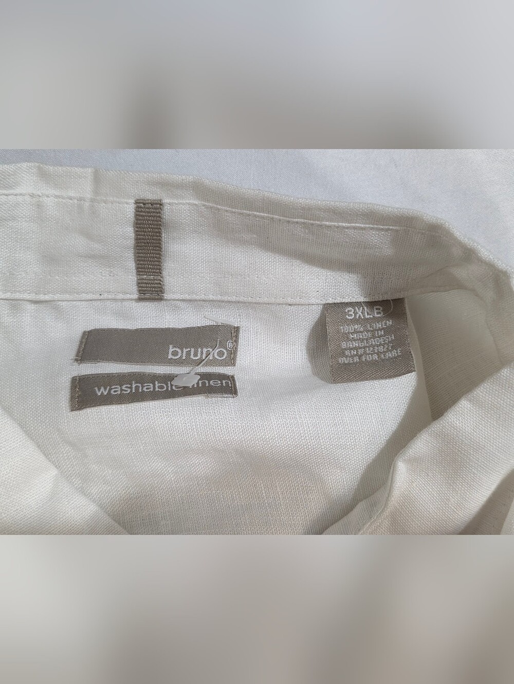 Bruno Mens 3XLB 100% White Linen Button-Down Tab Sleeve Shirt - Picture 8 of 8